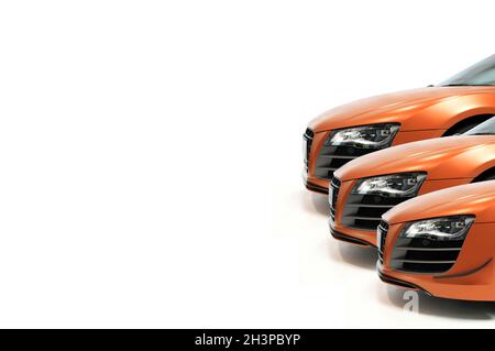 Schnelles, sportliches Luxus-Auto in Rot und Orange Stockfoto