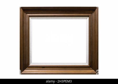 Brauner Bilderrahmen aus Holz isoliert Stockfoto