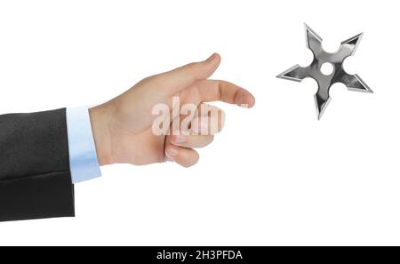 Hand wirft, ninja Shuriken Stockfoto