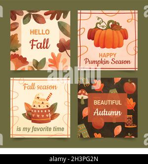 Aquarell Herbst instagram Beiträge Sammlung Vektor Design Illustration Stock Vektor