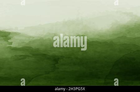 Panorama-Textur von realistischen grünen Aquarell auf weißem Hintergrund - Vektor Stockfoto