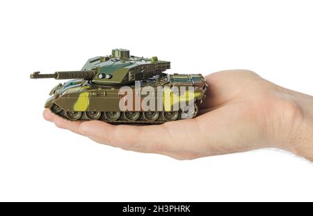 Hand mit Panzer Stockfoto