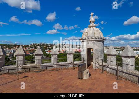 Zinne von Belem Turm - Lissabon Portugal Stockfoto