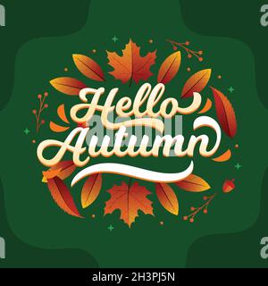 Handgezeichnete hallo Herbst Schriftzug Vektor-Design Illustration Stock Vektor