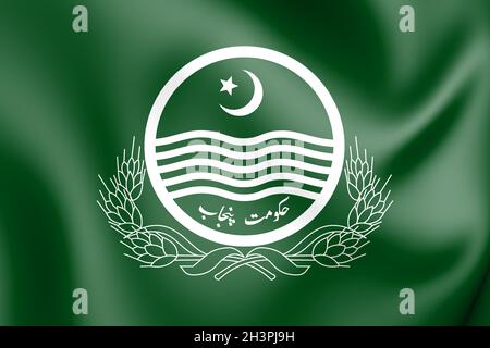 3D Flagge der Provinz Punjab, Pakistan. 3D Abbildung. Stockfoto