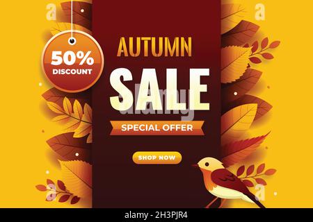 Wohnung Herbst Verkauf Hintergrund Vektor Design Illustration Stock Vektor
