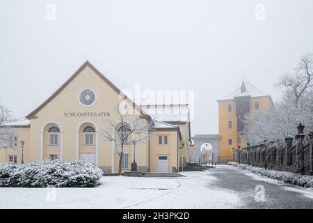 Schlosspark Ballenstedt im Winter Stockfoto