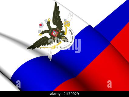 3D-Flagge der russisch-amerikanischen Gesellschaft. 3D-Illustration. Stockfoto