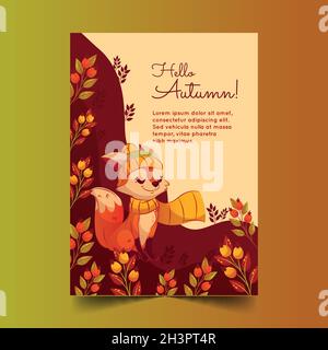 Detaillierte Herbst Flyer Vorlage Vektor Design Illustration Stock Vektor