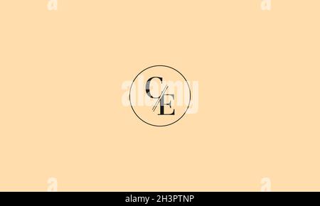BUCHSTABEN CE-LOGO-DESIGN MIT NEGATIVEM PLATZEFFEKT FÜR DIE ILLUSTRATION Stock Vektor