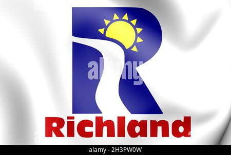 3D-Flagge von Richland (Bundesstaat Washington), USA. 3D-Illustration. Stockfoto