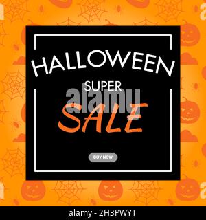 Halloween Sale Banner mit Halloween-Elementen. Vektor-Illustration für Poster, Banner, Rabatt, Sonderangebot. Stock Vektor