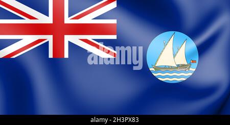 3D-Flagge der Kolonie Aden (1937-1963). 3D-Illustration. Stockfoto