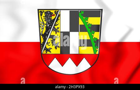 3D Flagge von Oberfranken (Bayern), Deutschland. 3D-Illustration. Stockfoto