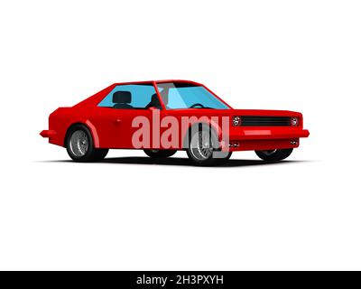 SimpleÂ PolygonalÂ Red Race Sport CoupéÂ carâ IconÂ auf weißem Hintergrund Stockfoto