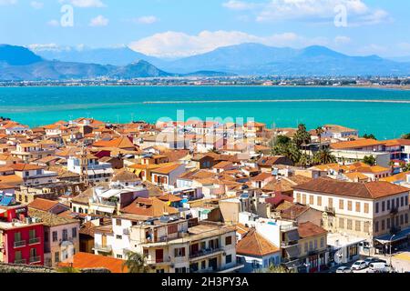 Nafplio, Griechenland Luftaufnahme Stockfoto