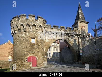 Das schiefe Tor in Merseburg. Stockfoto