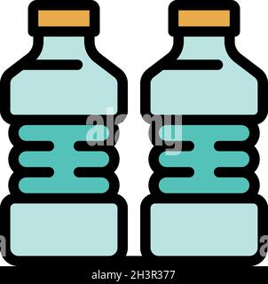 Symbol für Wasserflaschen. Kontur Wasserflaschen Vektor Symbol Farbe flach isoliert Stock Vektor