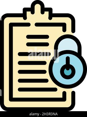 Symbol für persönliche Informationen in der Zwischenablage. Kontur Zwischenablage persönliche Informationen Vektor-Symbol dünne Linie Farbe flach auf weiß Stock Vektor