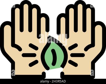 Brennende Kerze im Inneren halten. Umriss im Inneren halten brennende Kerze Vektor-Symbol Farbe flach isoliert Stock Vektor