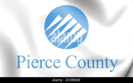 3D-Flagge von Pierce County (Bundesstaat Washington), USA. 3D-Illustration. Stockfoto