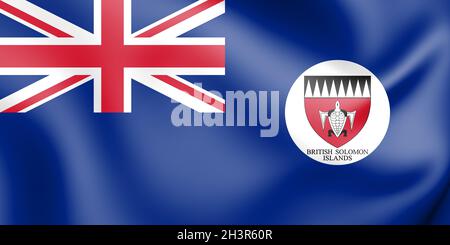 3D Flagge der Salomonen (1947-1956). 3D-Illustration. Stockfoto