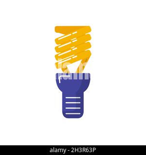 Symbol für Energiesparlampe in flacher Ausführung. Lineares Symbol der Spirallampe auf weißem Hintergrund isoliert. Stock Vektor