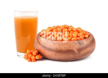 Frischer Sanddornsaft Stockfoto