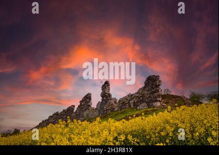 Die Teufelsmauer im Harz bei Thale Stockfoto