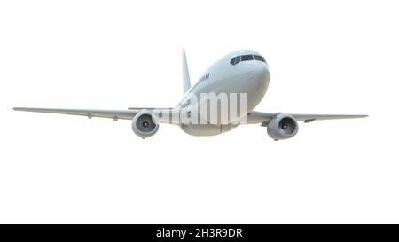 CommercialÂ Passagierflugzeug in Airâ auf White Aviation Cargo Service Stockfoto