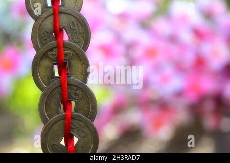 Chinesische Feng Shu Reichtum und Erfolg Münzen Stockfoto