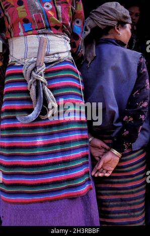Nepal, Solu-Khumbu Region, Everest Zone, Sherpa Frauen in traditioneller Kleidung Stockfoto