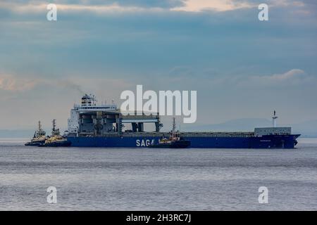 General Cargo Vessel Panamana fährt in die Docks von Royal Portbury Stockfoto