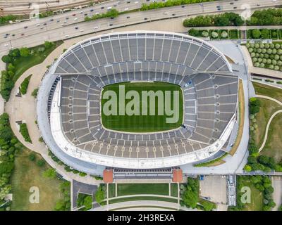 Luftaufnahme des Soldier Field in Chicago, Illinois Stockfoto