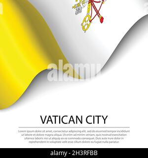 Winkende Flagge der Vatikanstadt auf weißem Hintergrund. Banner- oder Ribbon-Vektor-Vorlage für den Unabhängigkeitstag Stock Vektor