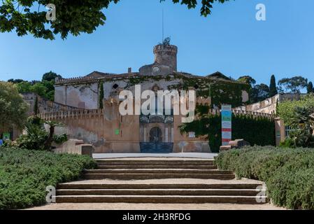 Sobriana Turm im Parque Laberinto de Horta in Barcelona. Katalonien. Stockfoto