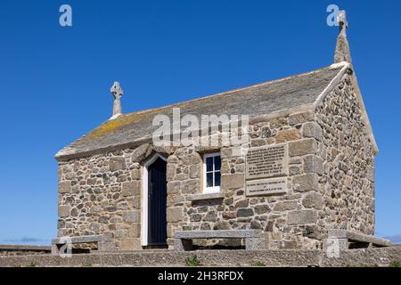 ST IVES, CORNWALL, Großbritannien - MAI 13 : Blick auf die alte St. Nicholikkapelle in St. Ives, Cornwall am 13. Mai 2021 Stockfoto