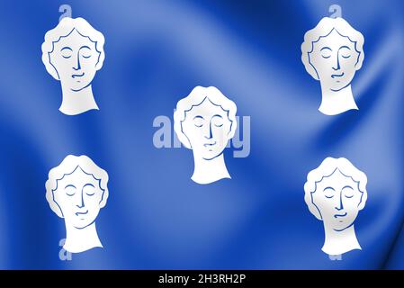 3D-Flagge von Ciney (Provinz Namur), Belgien. 3D-Illustration. Stockfoto