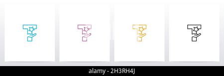 Hand halten Stern auf Brief Logo Design T Stock Vektor