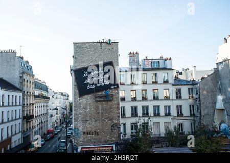 Blick auf Bellevile Nachbarschaft von einer Wohnung im dritten Stock Stockfoto