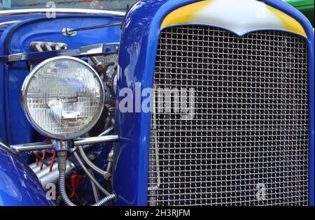 Antik Vintage Hot Rod Auto Close-Up Blau Stockfoto