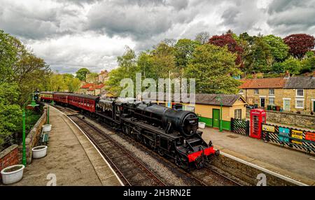 Dampfzüge Am Bahnhof Pickering Auf Der North Yorkshire Moors Railway Stockfoto