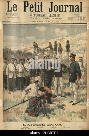 Le Petit Journal, 1895. Die Hova-Armee (L'Armee Hova). Soldaten und Militäruniformen der Armee von Hova, Madagaskar Stockfoto