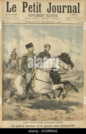 Der französische General Saussier und der russische General Dragomirov zu gemeinsamen Manövern der Armee, 1895 Stockfoto