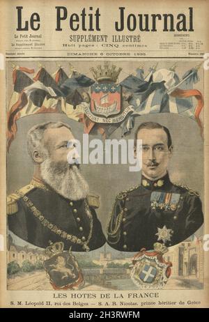 Vintage Illustration von König Leopold II von Belgien und Prinz Nikolaus von Griechenland und Dänemark, 1895 Stockfoto