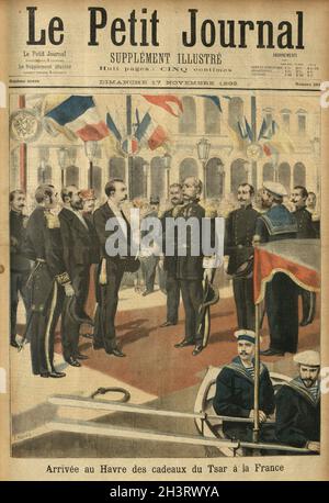 Titelseite des Le Petit Journal, 1895, Russische Deligation in Havre, Frankreich, 19. Jahrhundert Stockfoto