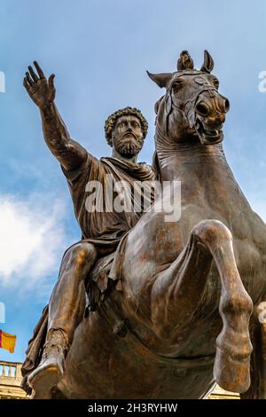 Rom: Der Campidoglio, Sitz der Gemeinde Rom und die Altare della Patria mit Blick auf die Piazza Venezia Stockfoto