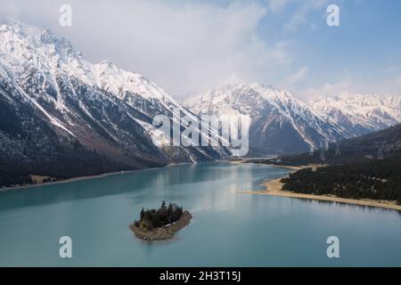 Luftaufnahme der Ranwu Seenlandschaft in Tibet Stockfoto