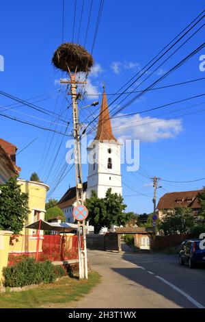 Typische Hausfassaden im sächsischen Sibieldorf in Rumänien Stockfoto