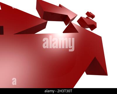 Verschieben der Gruppe der roten Pfeile upword Stockfoto